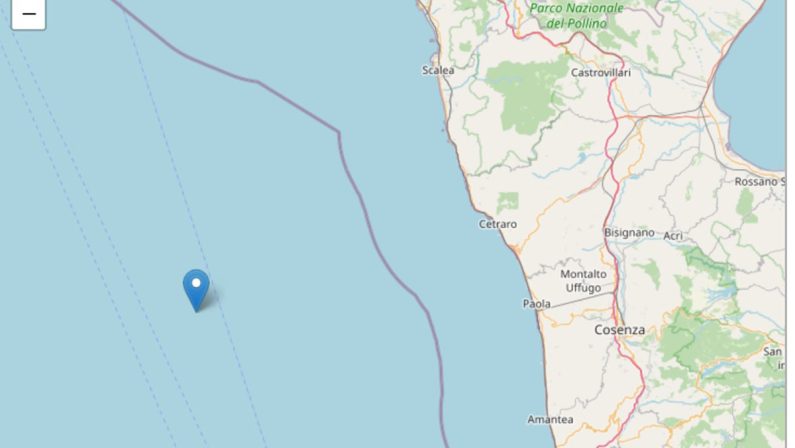 Scossa di terremoto in mare avvertita in provincia di Cosenza