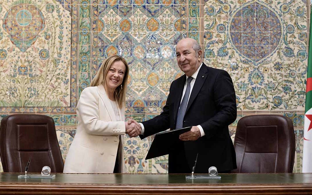Giorgia Meloni e il Presidente dell'Algeria, Abdelmadjid Tebboune