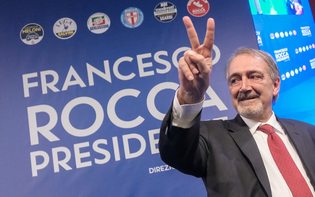 Francesco Rocca festeggia per la vittoria delle elezioni alla Regione Lazio