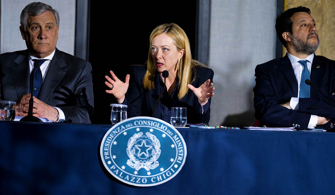 Antonio Tajani, Giorgia Meloni e Matteo Salvini