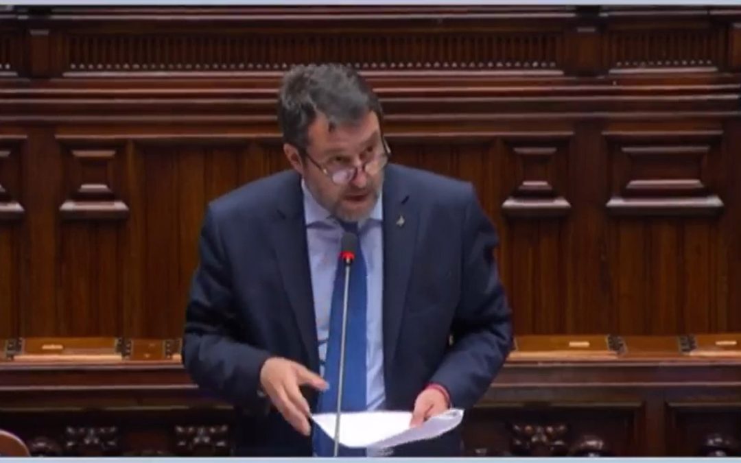 Matteo Salvini durante il suo intervento