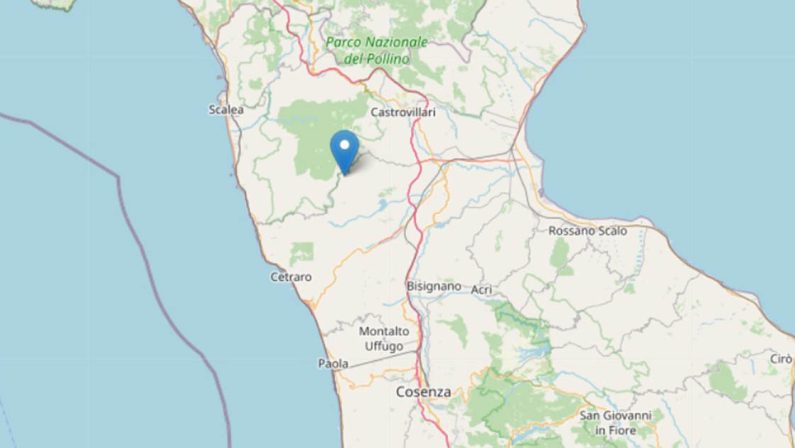Terremoto nel Cosentino, registrata scossa di magnitudo 3.8