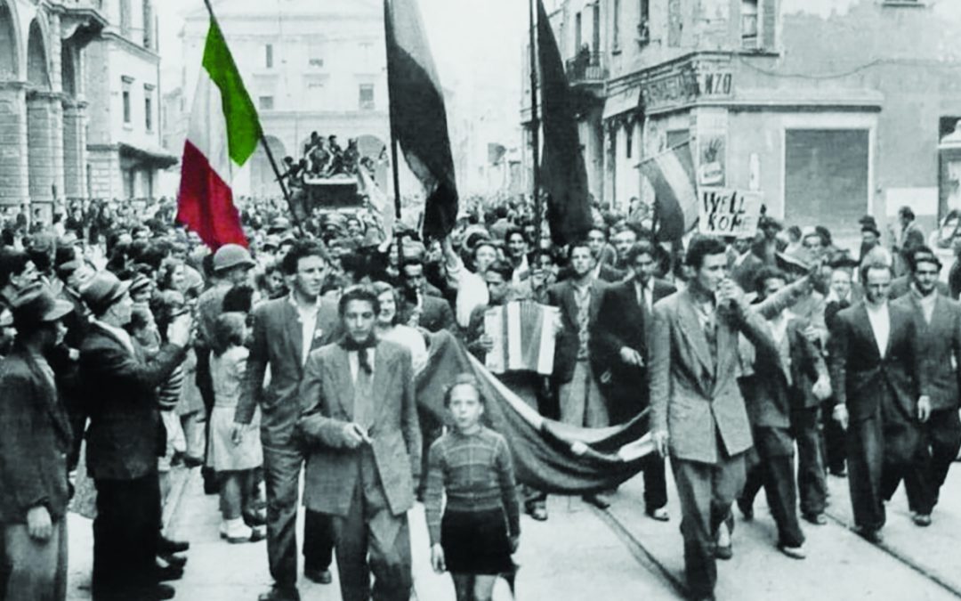 Una delle tante manifestazioni del 25 aprile 1945 per la liberazione dell’Italia al termine della Seconda guerra mondiale