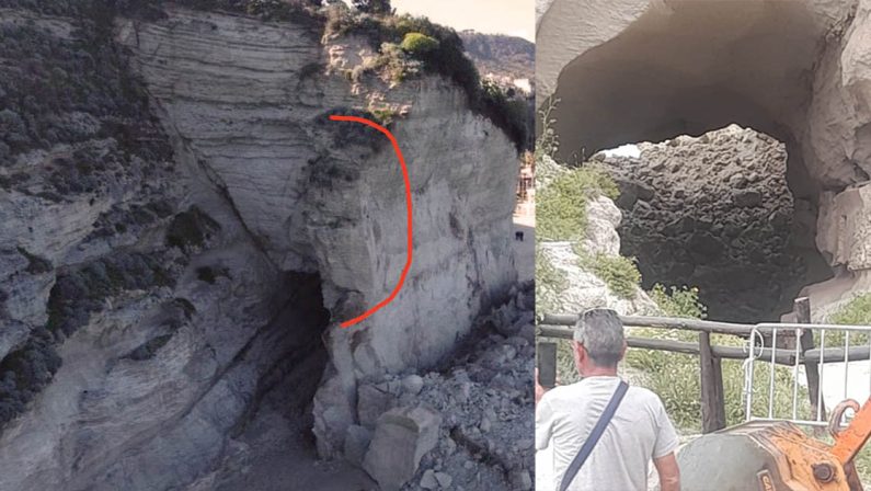 Tropea, ancora un crollo dalla rupe della chiesa della Madonna dell'isola