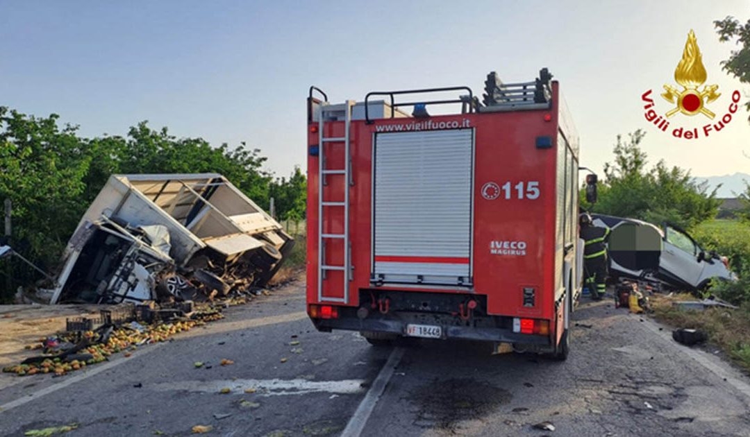 Uno dei 4 incidenti stradali verificatisi nel Casertano