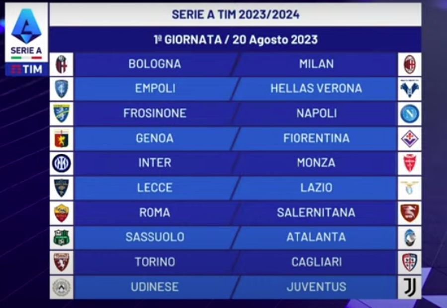 Serie A, ecco il calendario 2023-2024