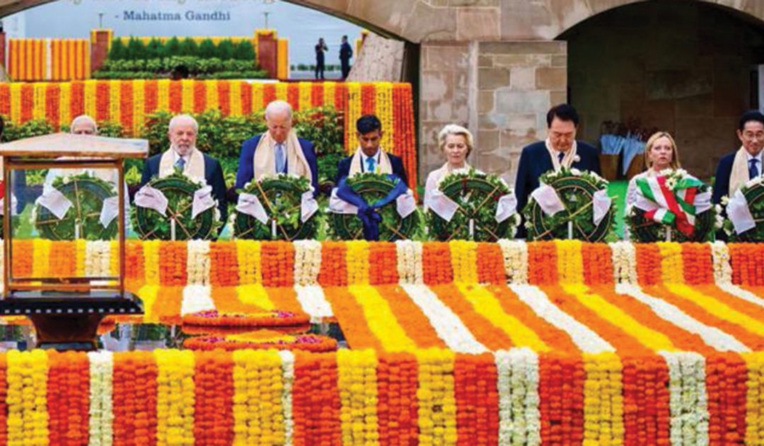 I leader dei paesi del G20 al memoriale di Gandhi