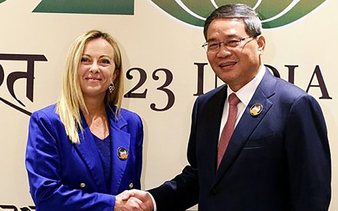 La presidente del Consiglio Giorgia Meloni e il premier cinese Li Qiang