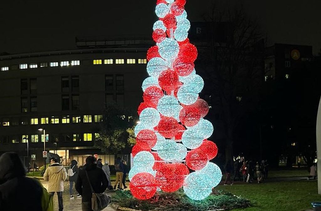 Acceso l’albero di Natale dell’ospedale San Raffaele di Milano
