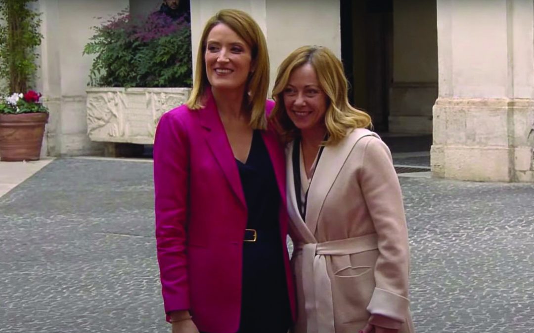 Roberta Metsola e Giorgia Meloni