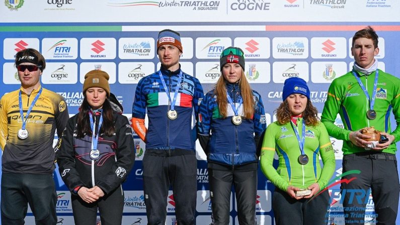Saravalle e Vicari campioni italiani winter triathlon a squadre