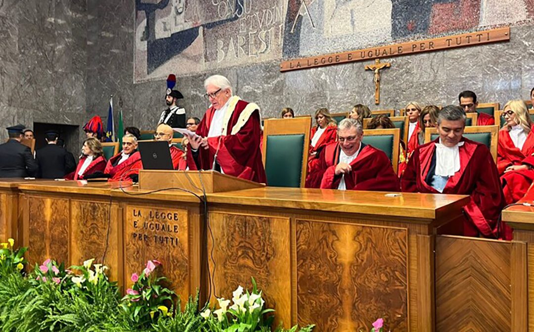 Il presidente della Corte d'Appello di Bari, Franco Cassano, nel corso del suo discorso per l'inaugurazione dell'anno giudiziario