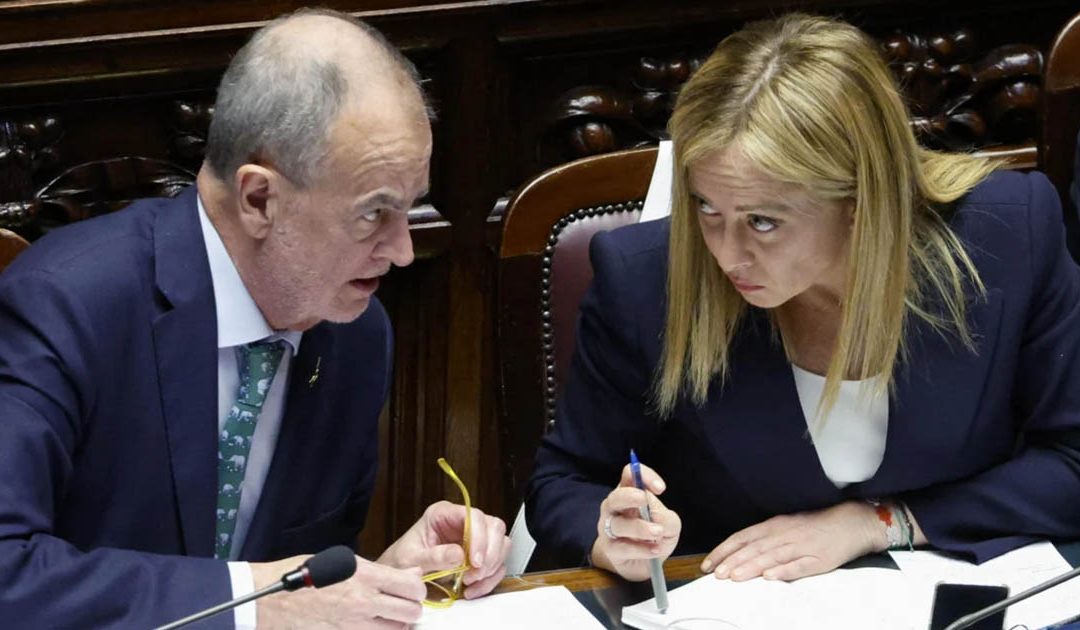 Roberto Calderoli e Giorgia Meloni
