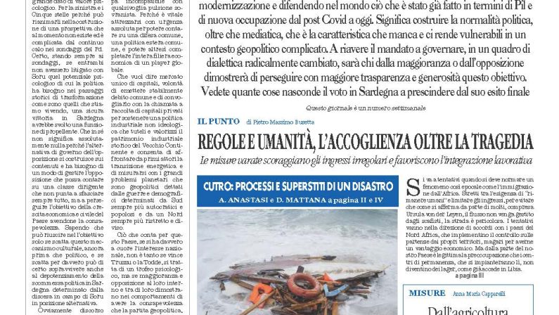 La prima pagina de l’ALTRAVOCE dell’ITALIA in edicola oggi