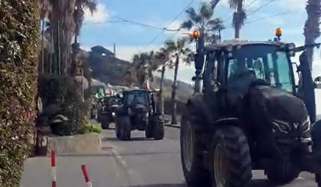 La protesta degli agricoltori a Sanremo