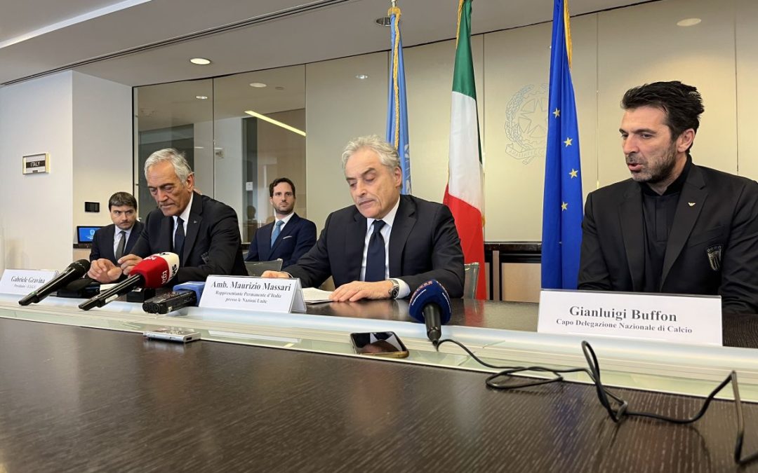 Gravina e Buffon all’Onu “Il calcio come forza di pace”
