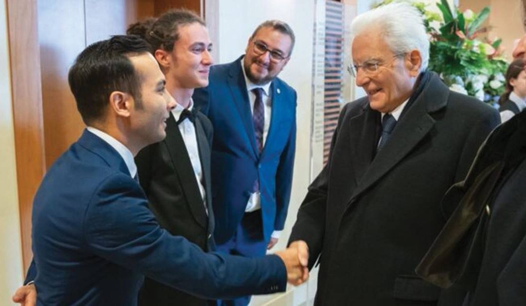 Il presidente della Repubblica Sergio Mattarella con Raffaele Musolino durante la visita di Stato a San Marino