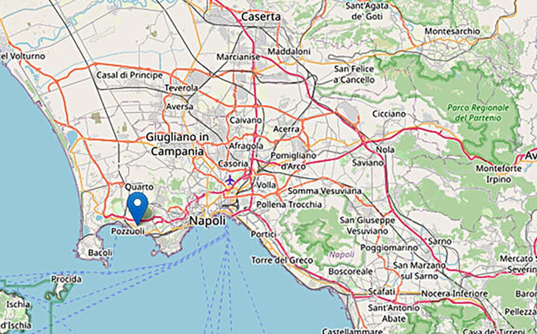 L'epicentro del terremoto di questa mattina