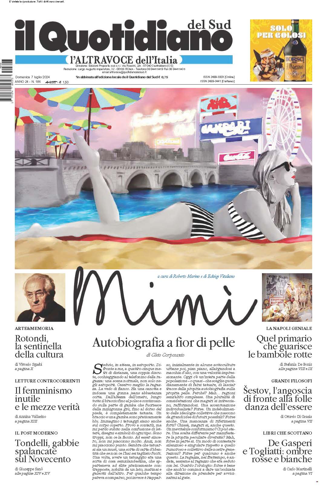 La prima pagina de l’ALTRAVOCE dell’ITALIA in edicola oggi