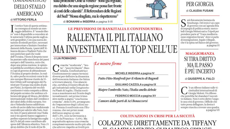 La prima pagina de l’ALTRAVOCE dell’ITALIA in edicola oggi