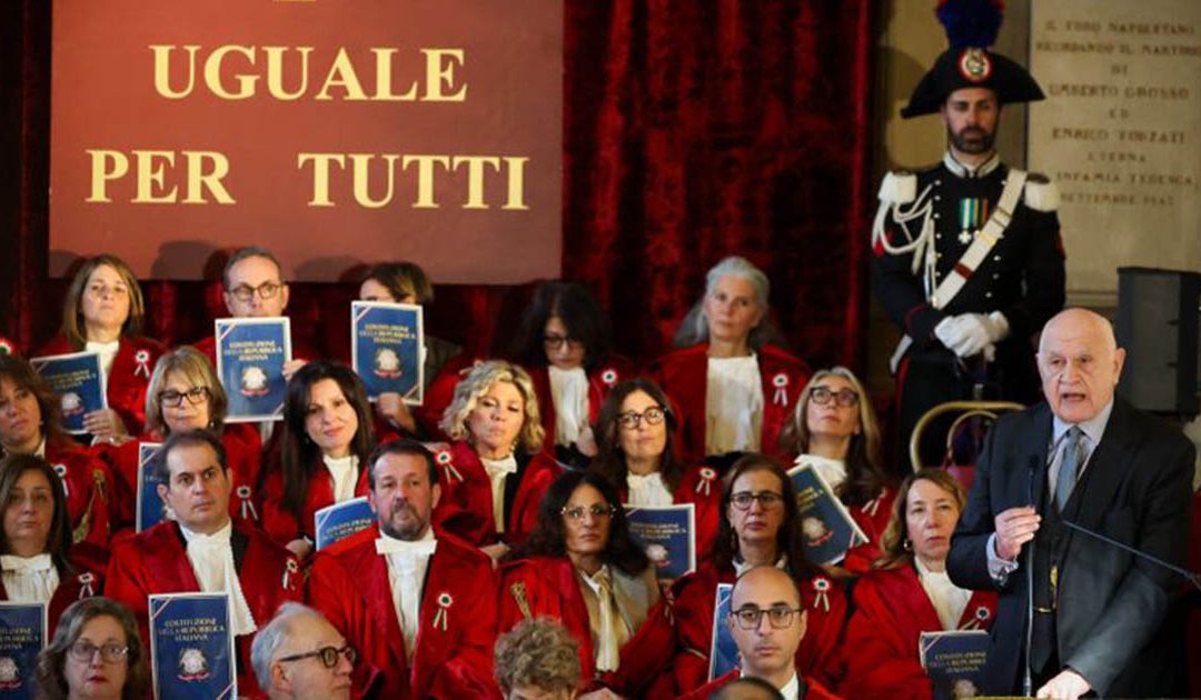 Il ministro Carlo Nordio durante la cerimonia di inaugurazione dell'anno giudiziario a Napoli