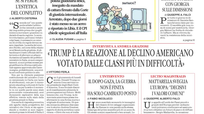 La prima pagina de l’ALTRAVOCE dell’ITALIA in edicola oggi