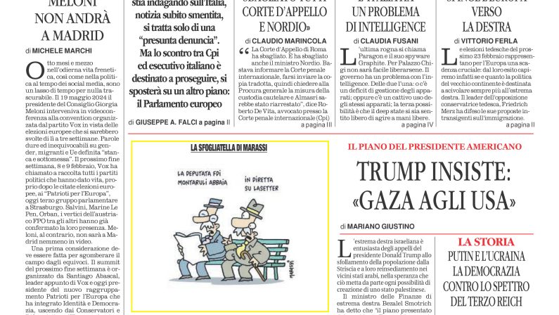 La prima pagina de l’ALTRAVOCE dell’ITALIA in edicola oggi