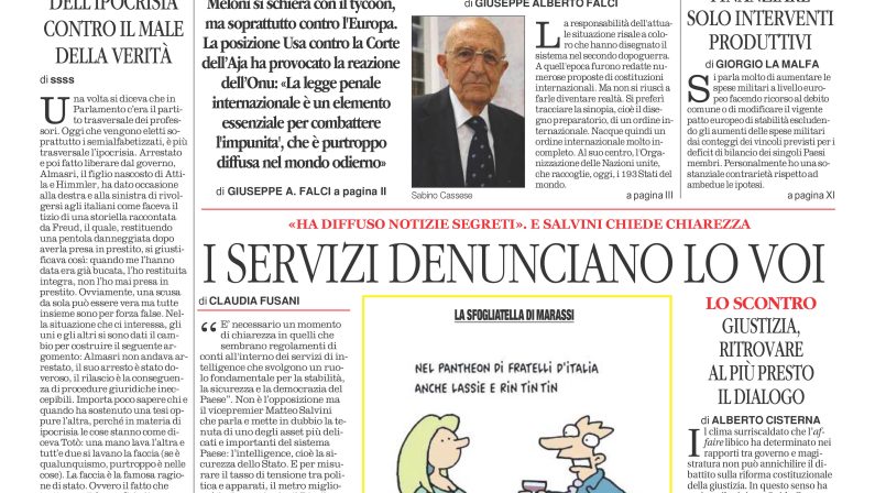 La prima pagina de l’ALTRAVOCE dell’ITALIA in edicola oggi