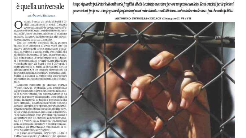 La prima pagina de l’ALTRAVOCE dell’ITALIA in edicola oggi