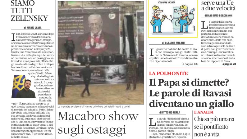 La prima pagina de l’ALTRAVOCE dell’ITALIA in edicola oggi