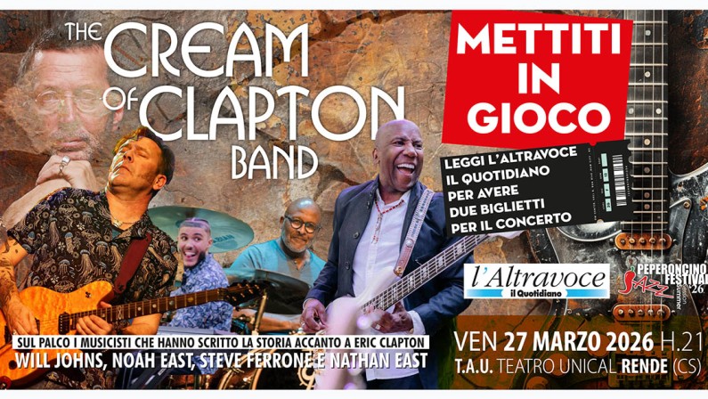 Partecipa al contest de l’Altravoce Il Quotidiano e Peperoncino Jazz Festival per andare al concerto di The Cream of Clapton