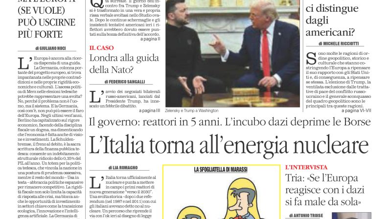 La prima pagina de l’ALTRAVOCE in edicola oggi