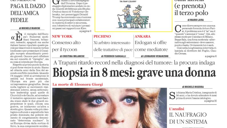 La prima pagina de l’ALTRAVOCE in edicola oggi