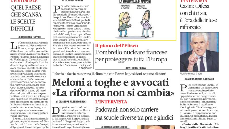 La prima pagina de l’ALTRAVOCE in edicola oggi