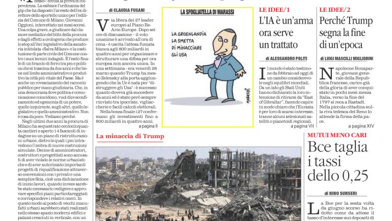 La prima pagina de l’ALTRAVOCE in edicola oggi