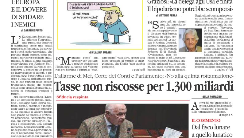 La prima pagina de l’ALTRAVOCE in edicola oggi