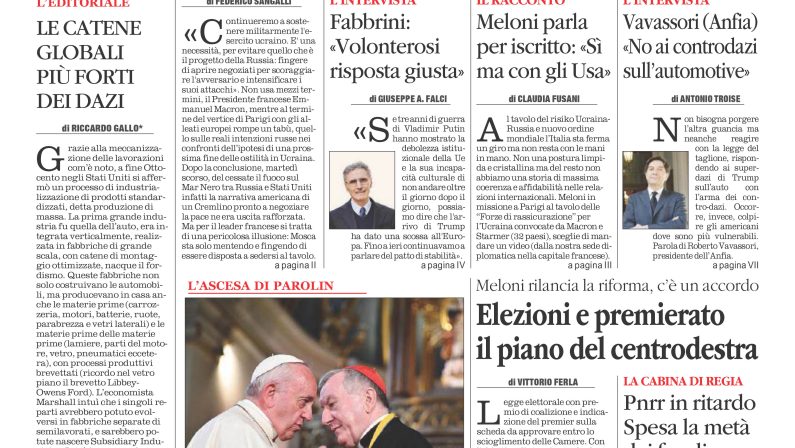 La prima pagina de l’ALTRAVOCE in edicola oggi