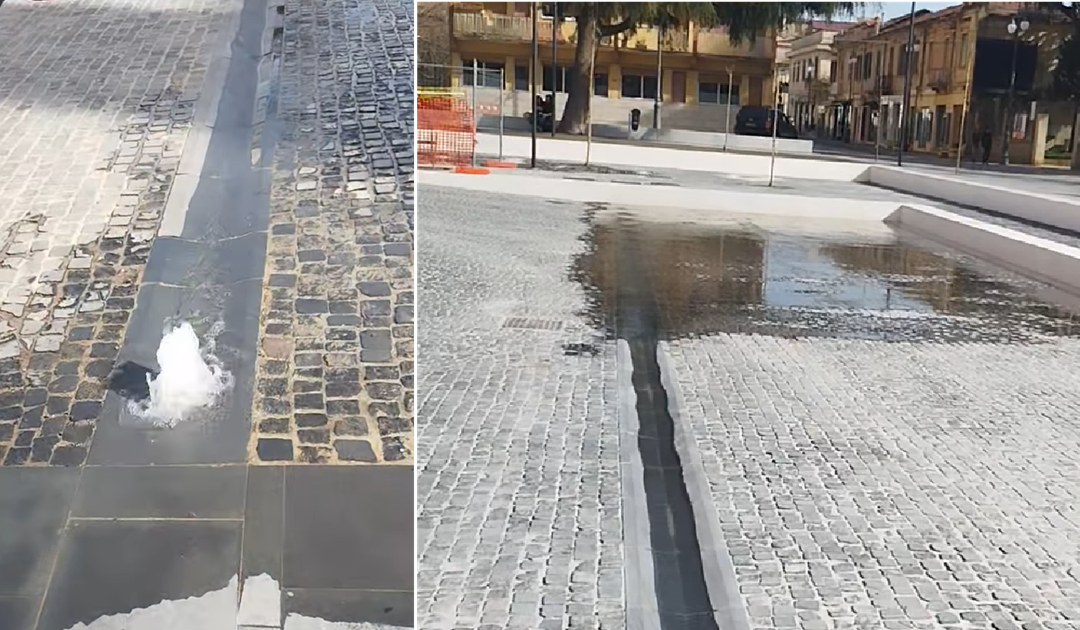 Le immagini dello spettacolo desolante dei giochi d'acqua