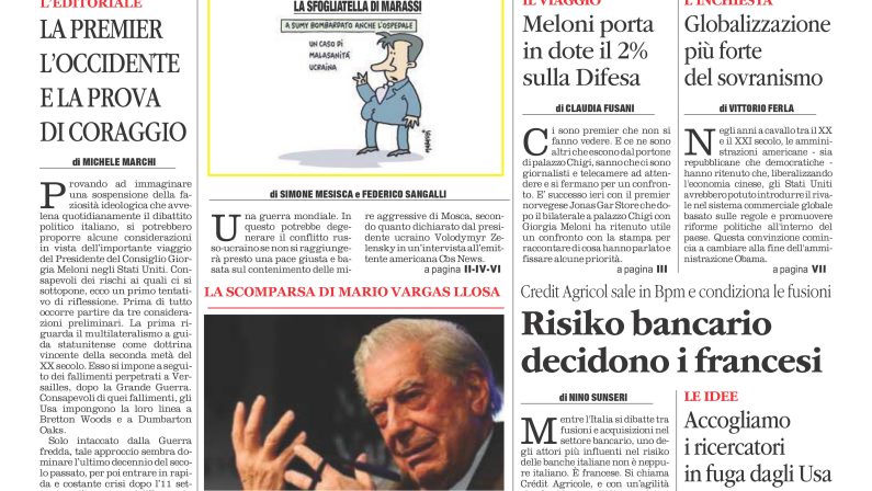 La prima pagina de l’ALTRAVOCE in edicola oggi