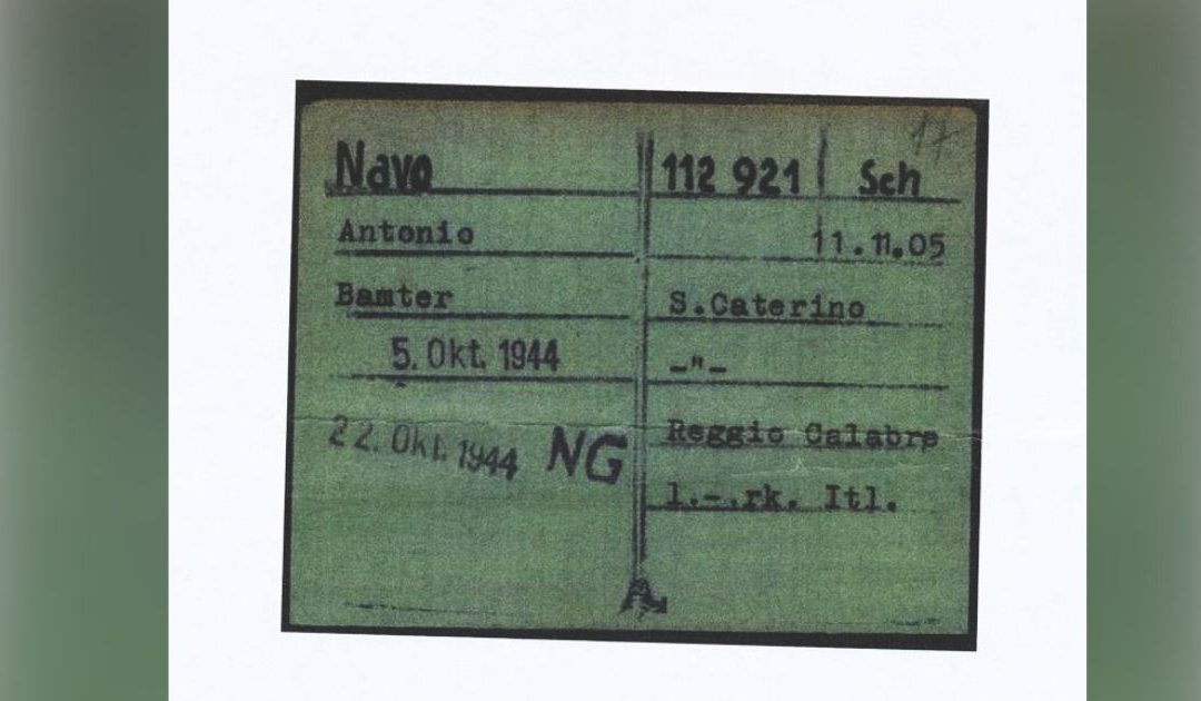 La tessera di Antonino Nava deportato a Dachau