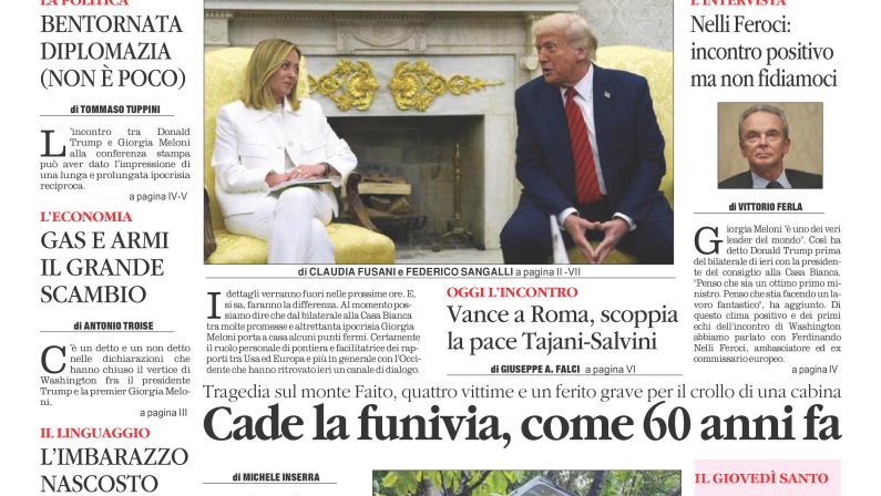 La prima pagina de l’ALTRAVOCE in edicola oggi