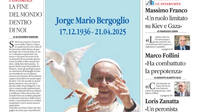 La prima pagina de l’ALTRAVOCE in edicola oggi