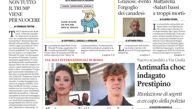 La prima pagina de l’ALTRAVOCE in edicola oggi