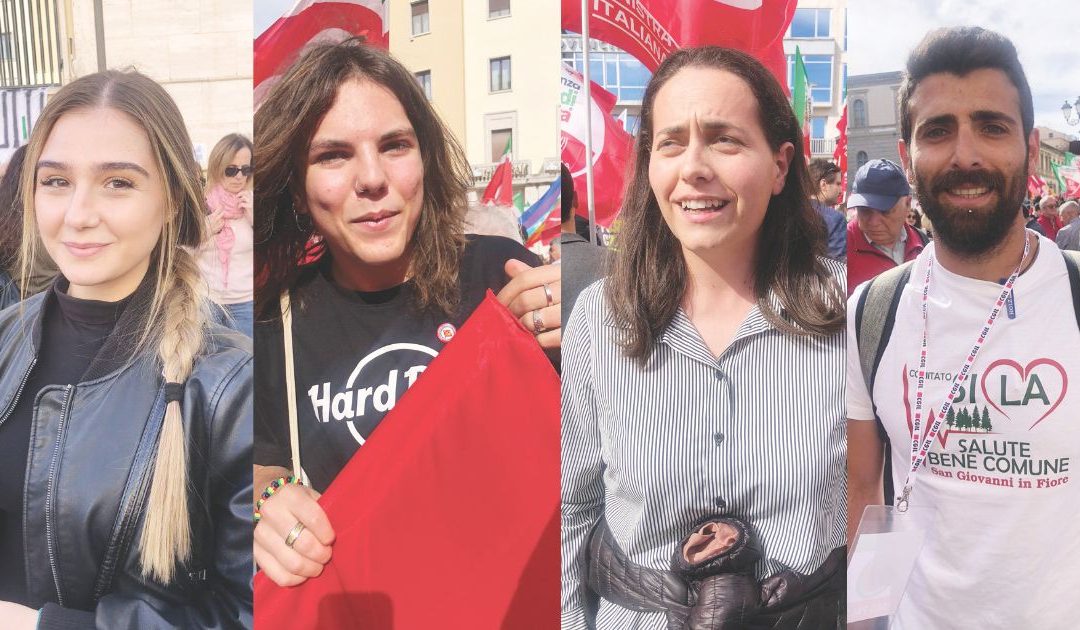 Manifestazione sanità a Catanzaro.Da sinistra: Paola Mercuri, Antonio Bertucci, Chiara Patertì e Luigi Candalise