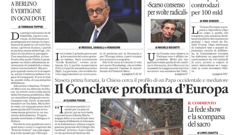 La prima pagina de l’ALTRAVOCE in edicola oggi