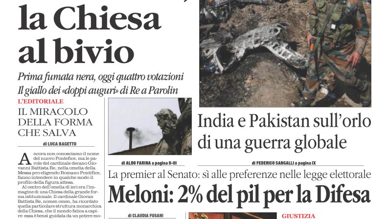 La prima pagina de l’ALTRAVOCE in edicola oggi