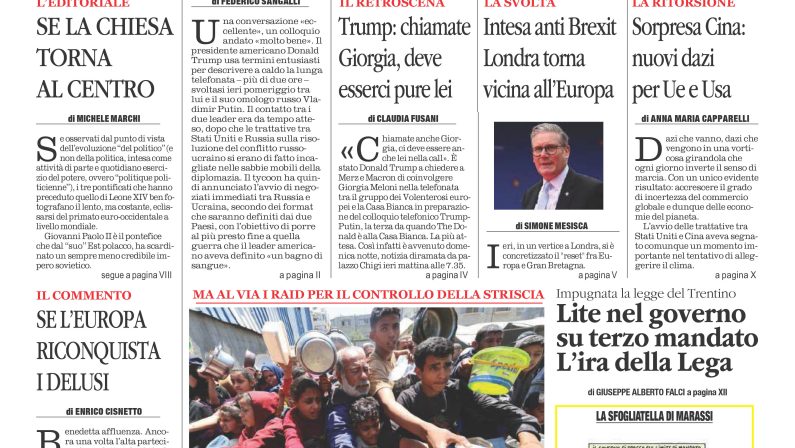 La prima pagina de l’ALTRAVOCE in edicola oggi