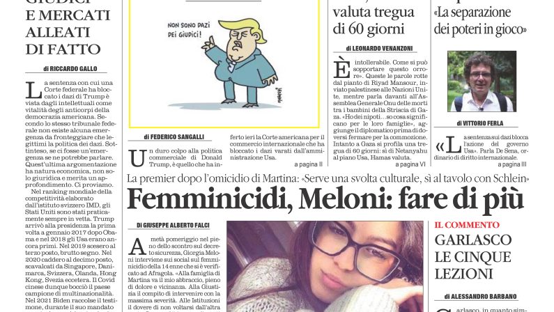 La prima pagina de l’ALTRAVOCE in edicola oggi