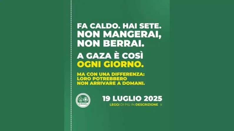 CNGEI, il 19 luglio gli scout digiunano per Gaza