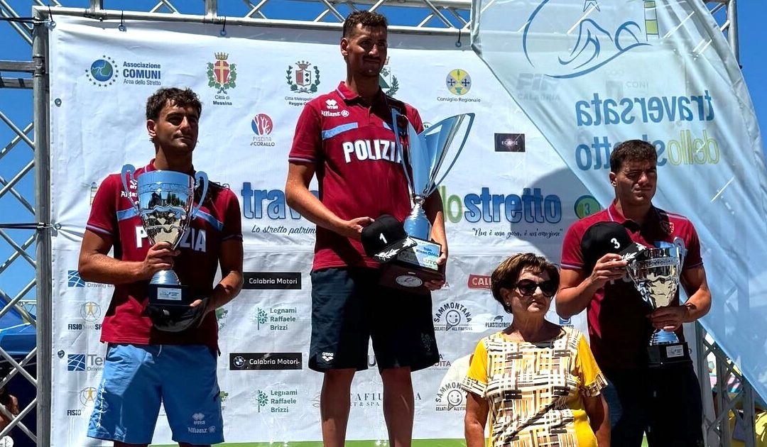 Il podio maschile con il tris vincente per le Fiamme Oro